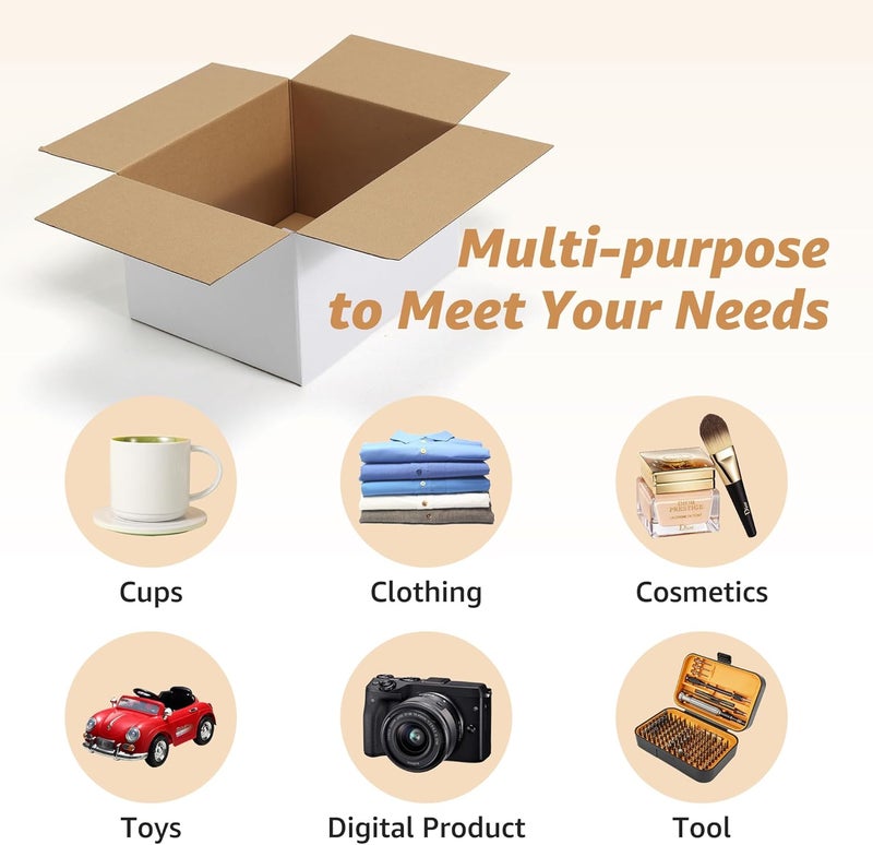 EXYGLO 25 Pack 10x8x6 Shipping Boxes for Small Business, White Corrugated Cardboard Small Box for Packaging, Moving, Mailing, and Storing - Image 4